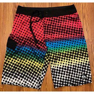 Quiksilver Board Shorts Polka Dot Colorblock Retail Sample Mens 32 Swim Trunks